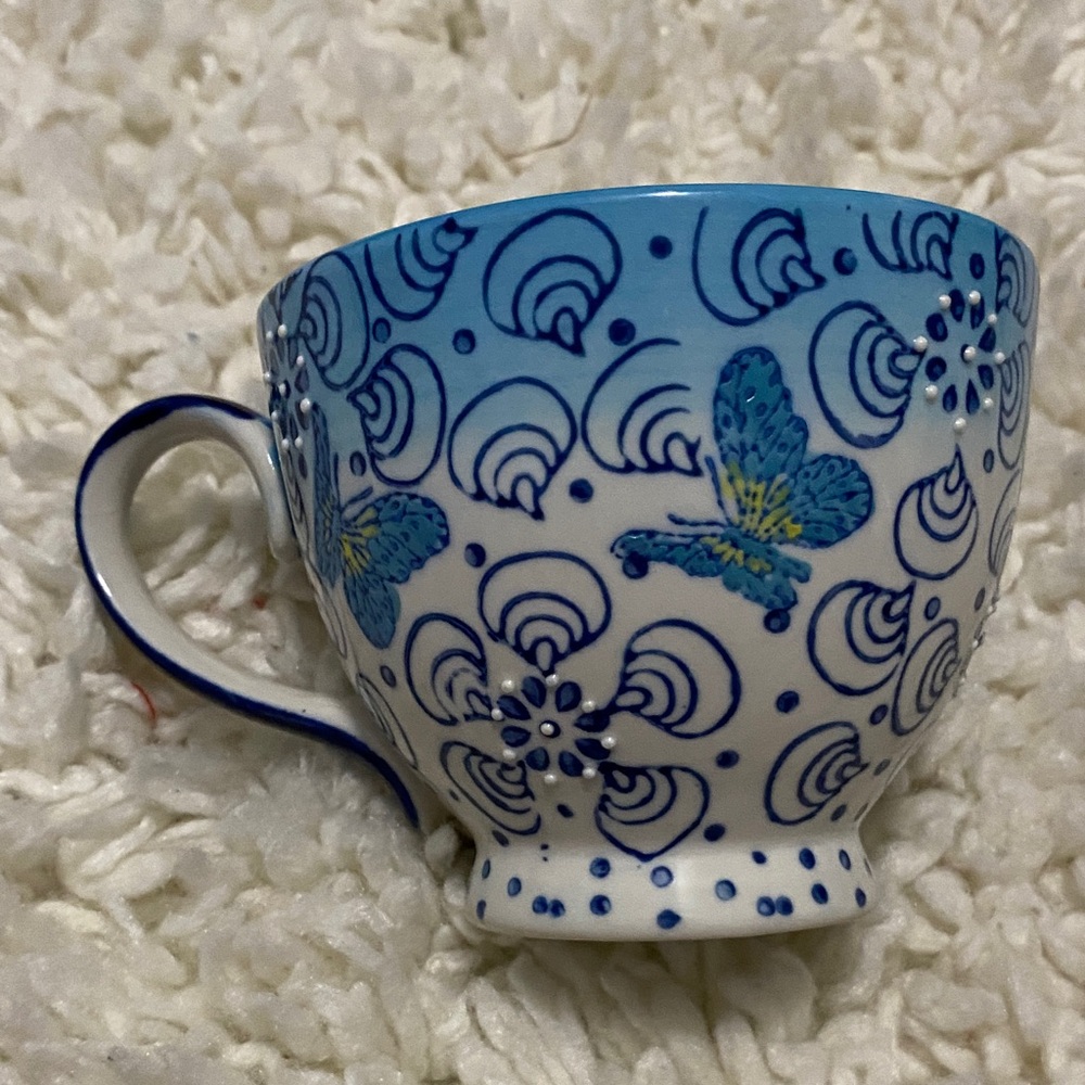 Dutch wax by coastline imports, elegant teacup style Blue Butterfly Ceramic Mug - Picture 7 of 16